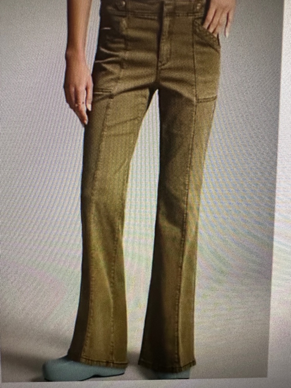 Anthropologie Pilcro Demilune Boot Olive Utility Pants - Picture 14 of 15